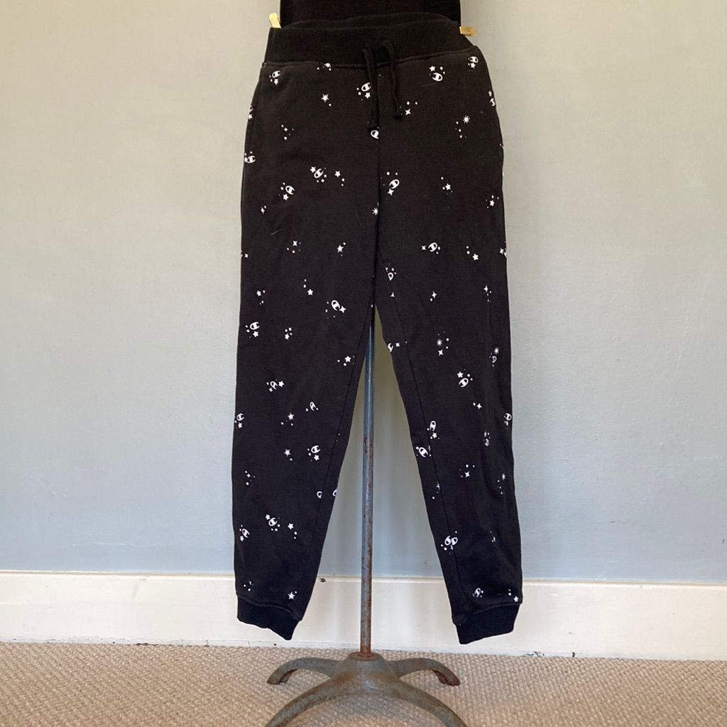Girls Champion B&W Star Logo Print Joggers Sweatpants Size L